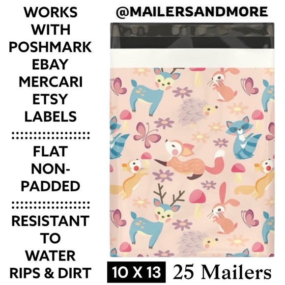 Mailers And More Other - 25 10X13 Poly Mailers Woodland Critters, Shipping Envelopes PRICE IS FIRM Fall